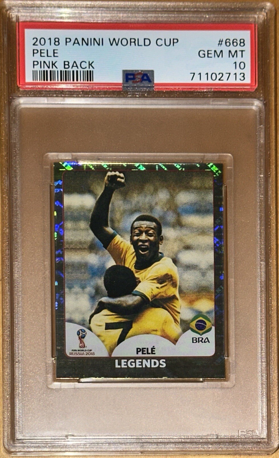 💎2018 PELE Panini World Cup Legends Pink Back Gold Foil Refractor PSA 10 prizm