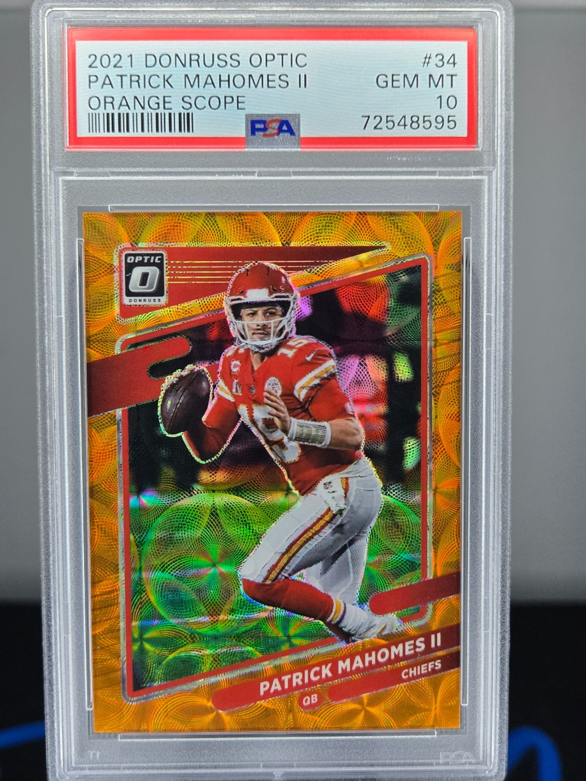 2021 Donruss Optic Patrick Mahomes II Orange Scope Prizm /79 PSA 10 Chiefs