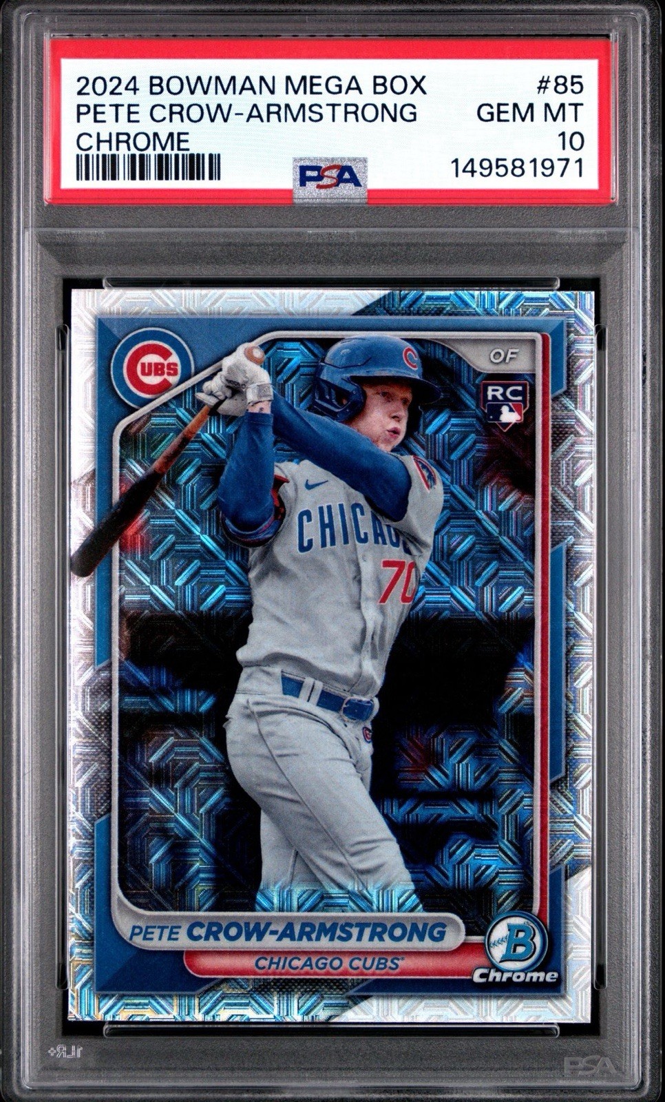 2024 Bowman #85 Pete Crow-Armstrong Mega Box Chrome Mojo Refractors PSA 10