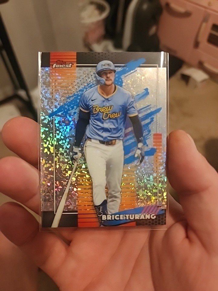 Topps Finest 2026 Brice Turang Uncommon Orange Mini Diamond Brewers #186