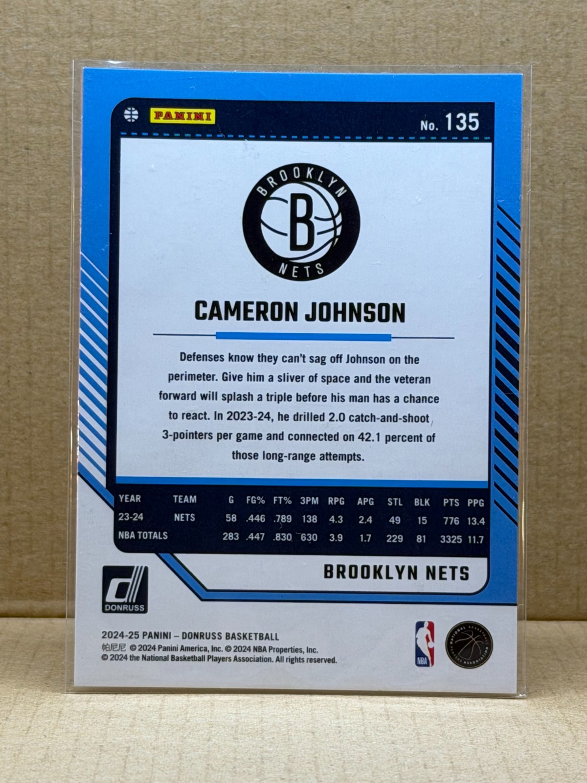 2024-25 Panini Donruss Cameron Johnson #135 Holo Red Laser /99 Brooklyn Nets