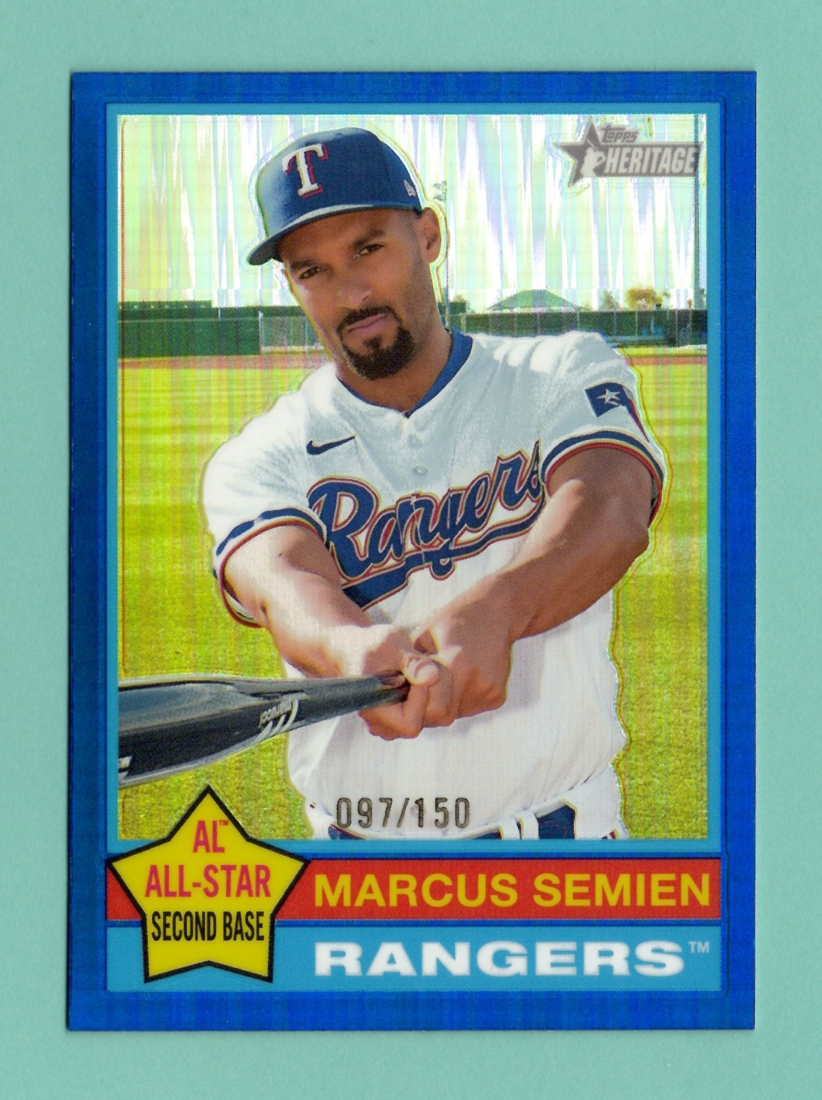 2025 Topps Heritage #400 Marcus Semien Blue Refractor 97/150 *See Description*