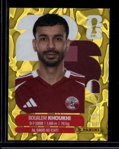 2026 Panini World Cup Sticker Collection Boualem Khoukhi Qatar Gold Crumple