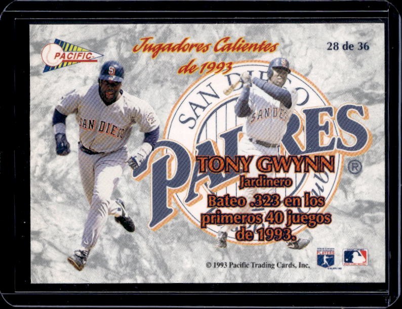 1993 Pacific Spanish #28 Tony Gwynn Jugadores Calientes
