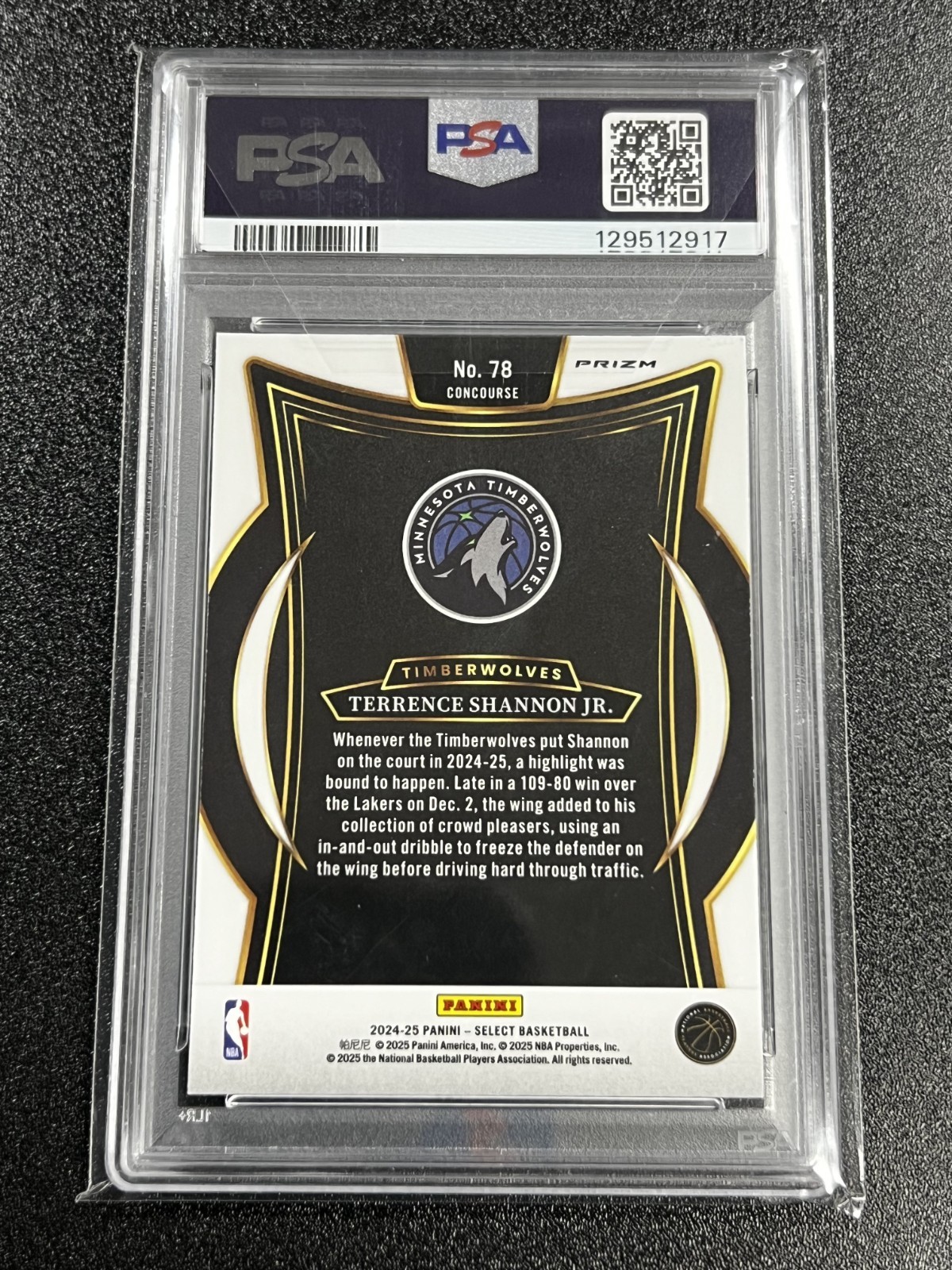Terrence Shannon Jr 2024-25 Select Rookie Blue Prizm #78 PSA 10 RC POP 2 Gem MT