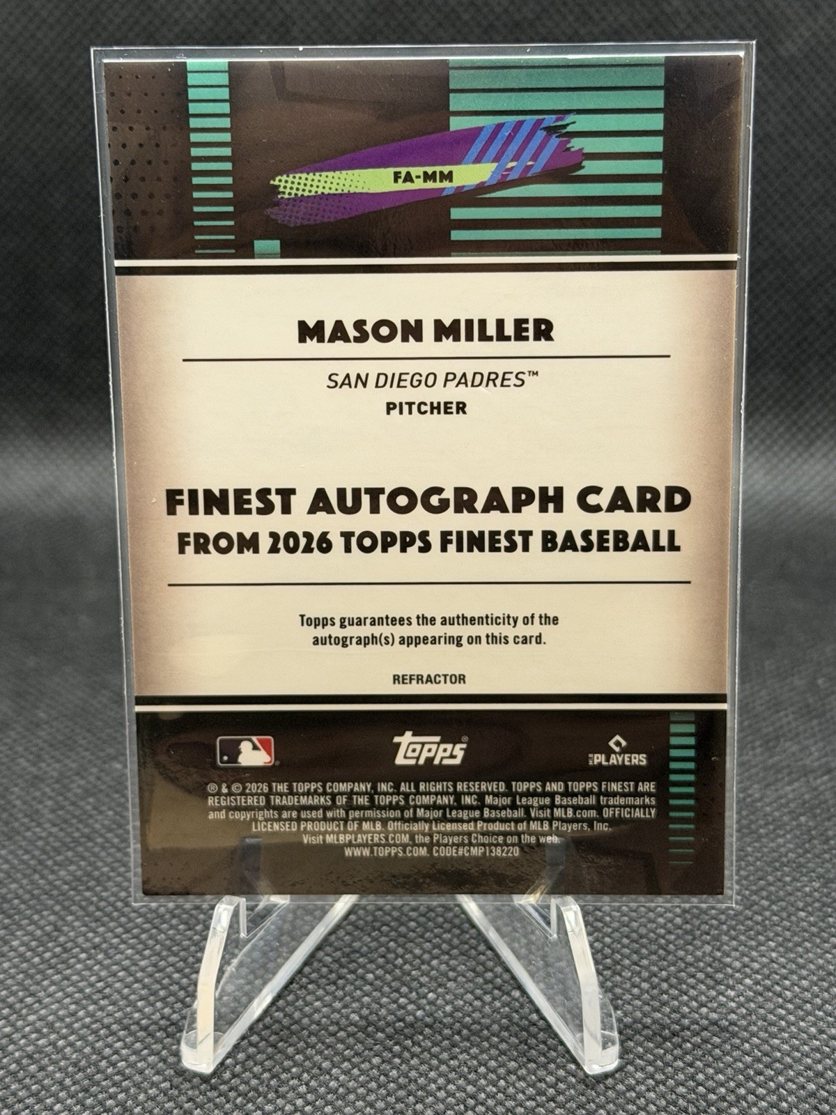 Topps 2025 Topps Finest Mason Miller Athletics Auto #FA-MM Finest Autograph