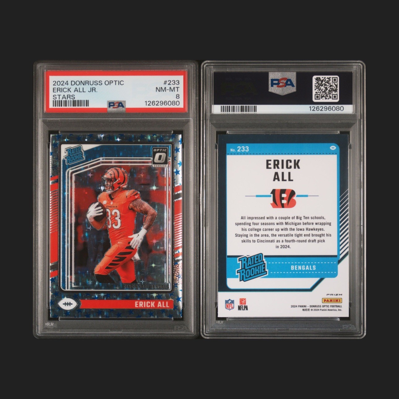 2024 Panini Donruss Optic – Erick All Jr. [Blue Stars] #233 PSA 8 ROOKIE (POP 2)