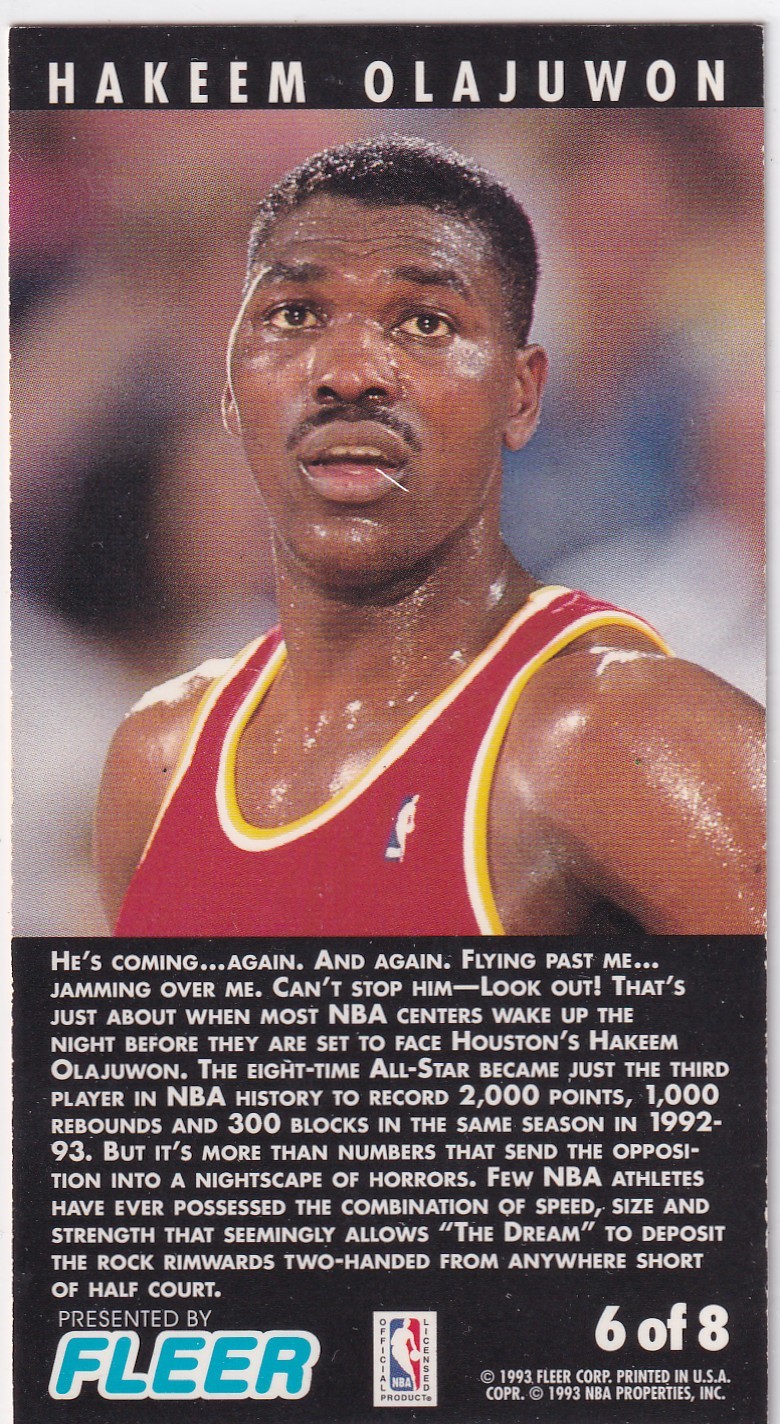 1993 FLEER #6 HAKEEM OLAJUWON JAM SESSION TALL- HOUSTON ROCKETS