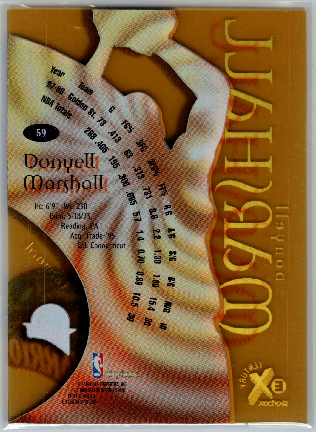 Donyell Marshall SkyBox E-X Century 59 1998-99 Golden State Warriors – NBA Cards