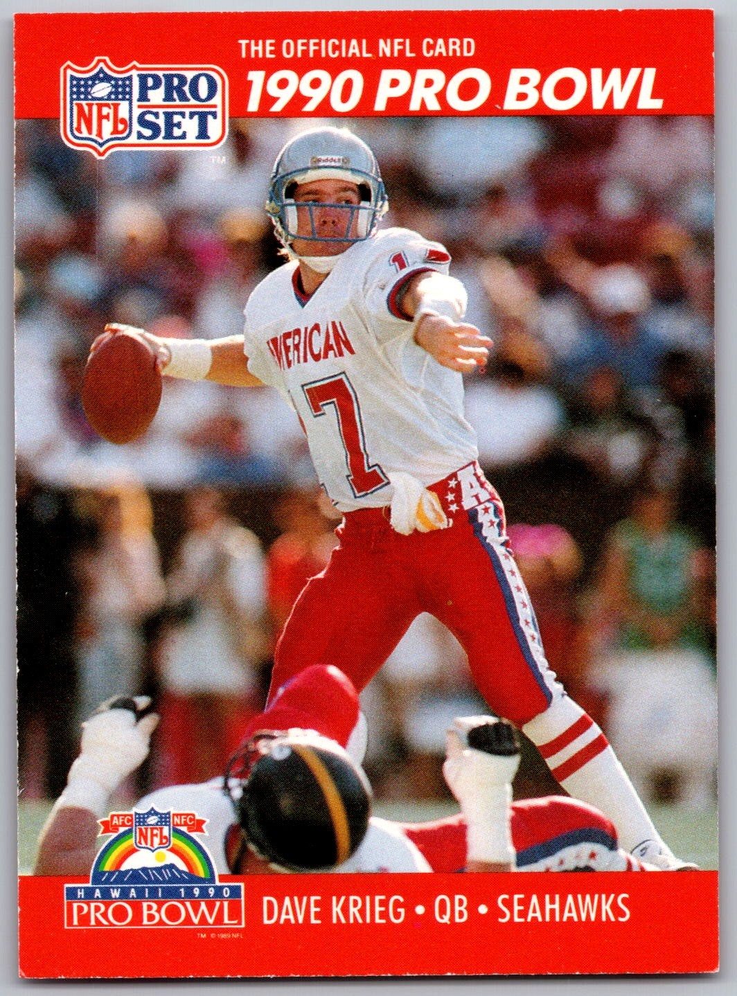 1990 Pro Set 349 Dave Krieg PB Seattle Seahawks Football Card