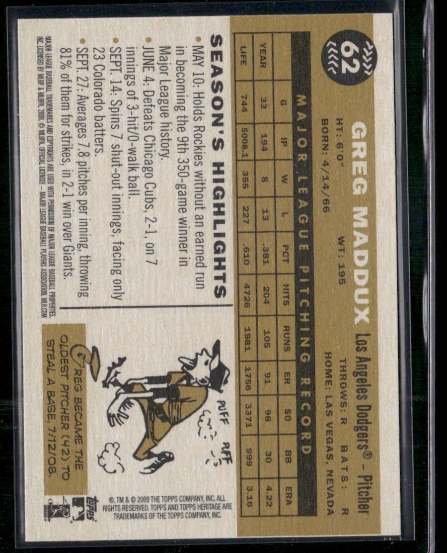 2009 Topps Heritage Greg Maddux #62