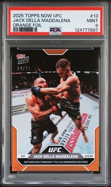 2025 Topps Now Jack Della Maddalena Orange Foil /25 UFC 315 13 PSA 9