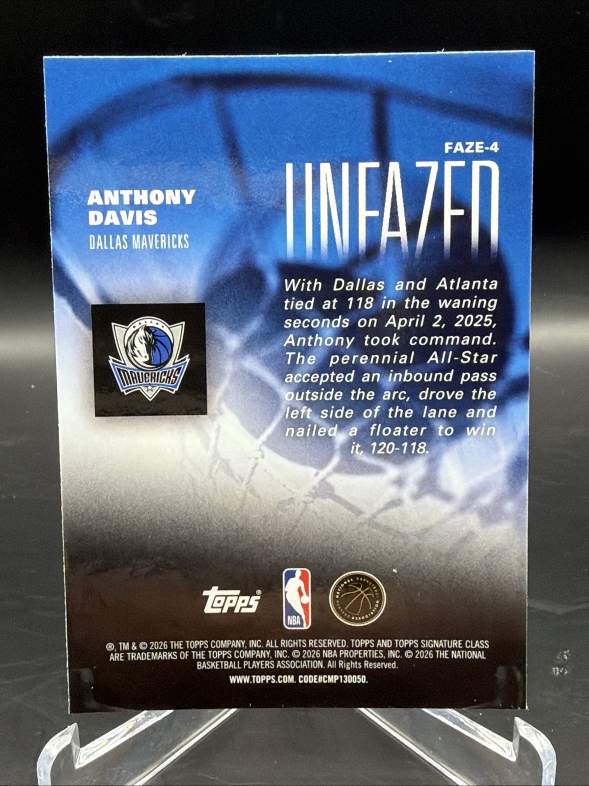 Topps Signature Class 2026 Unfazed Insert Anthony Davis Mavericks FAZE-4