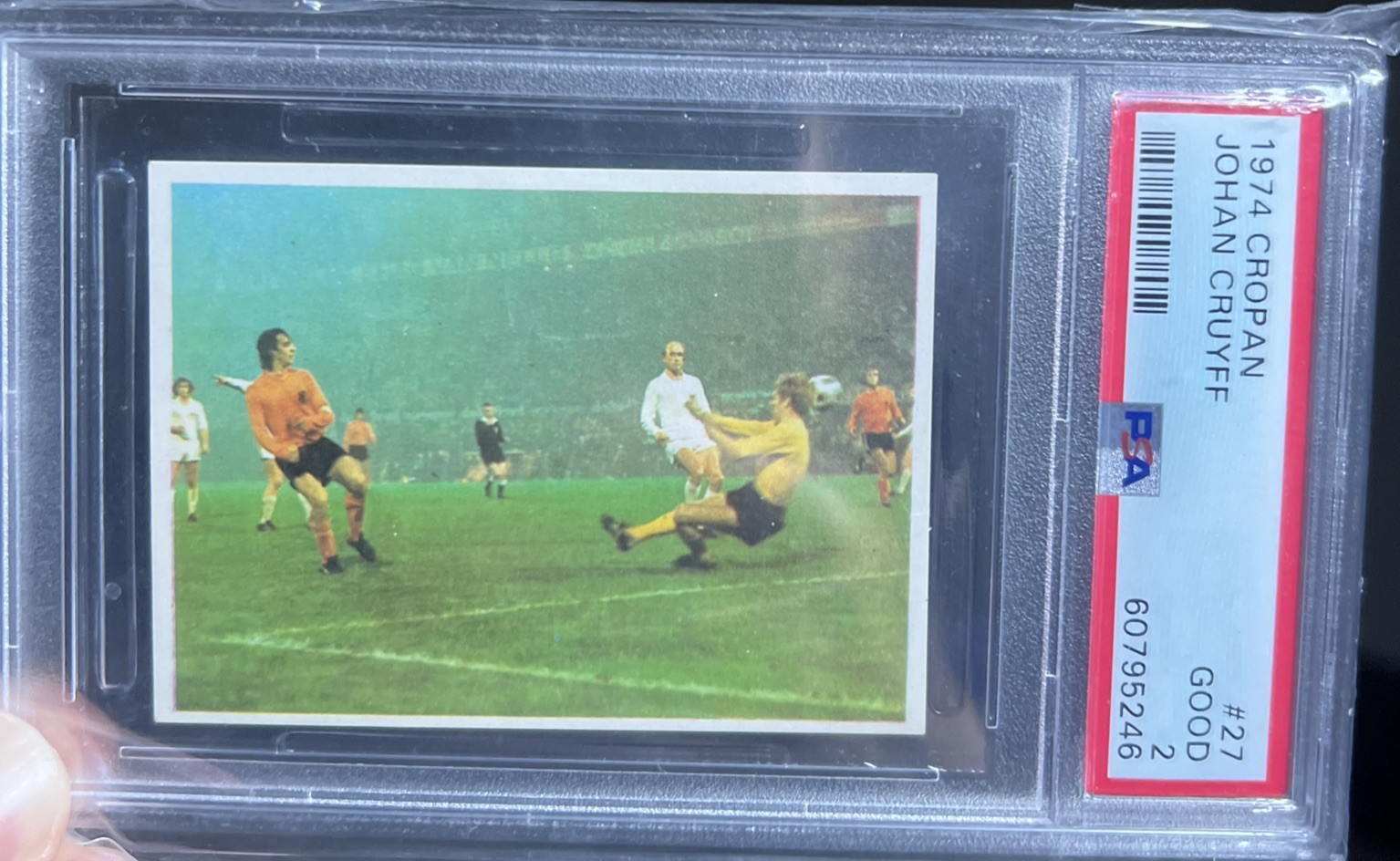 1974 Johan Cruyff Cropan Scoring Action Soccer Card PSA 2 Holland