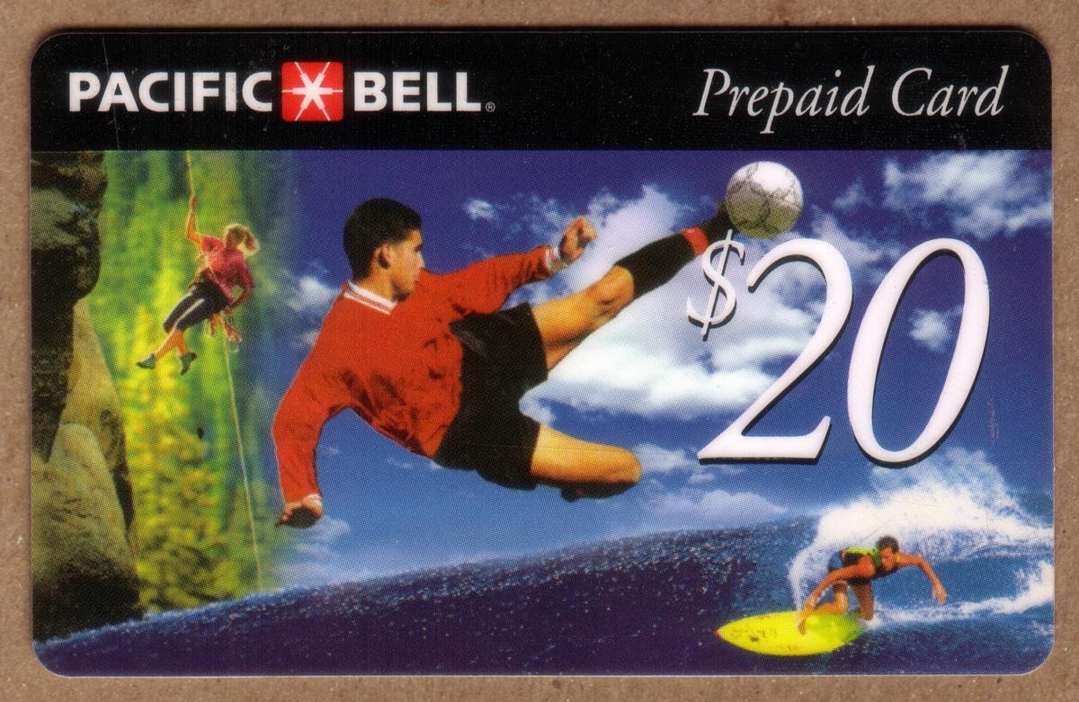 $20. Outside Sports: Soccer, Surfing & Repelling (G320B) Phone Card