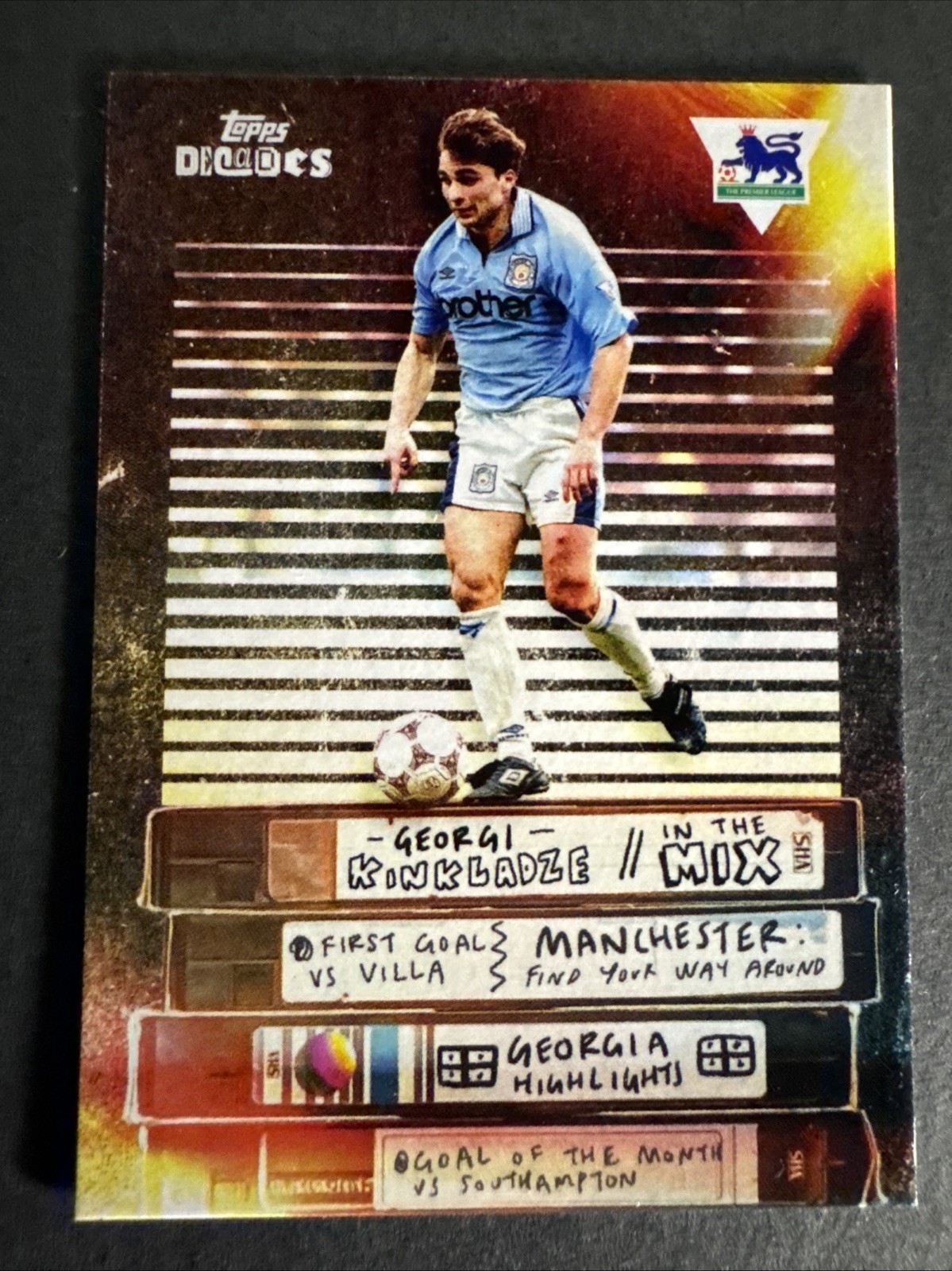 Topps Decades 1990s Premier League Georgi Kinkladze In The Mix Manchester City