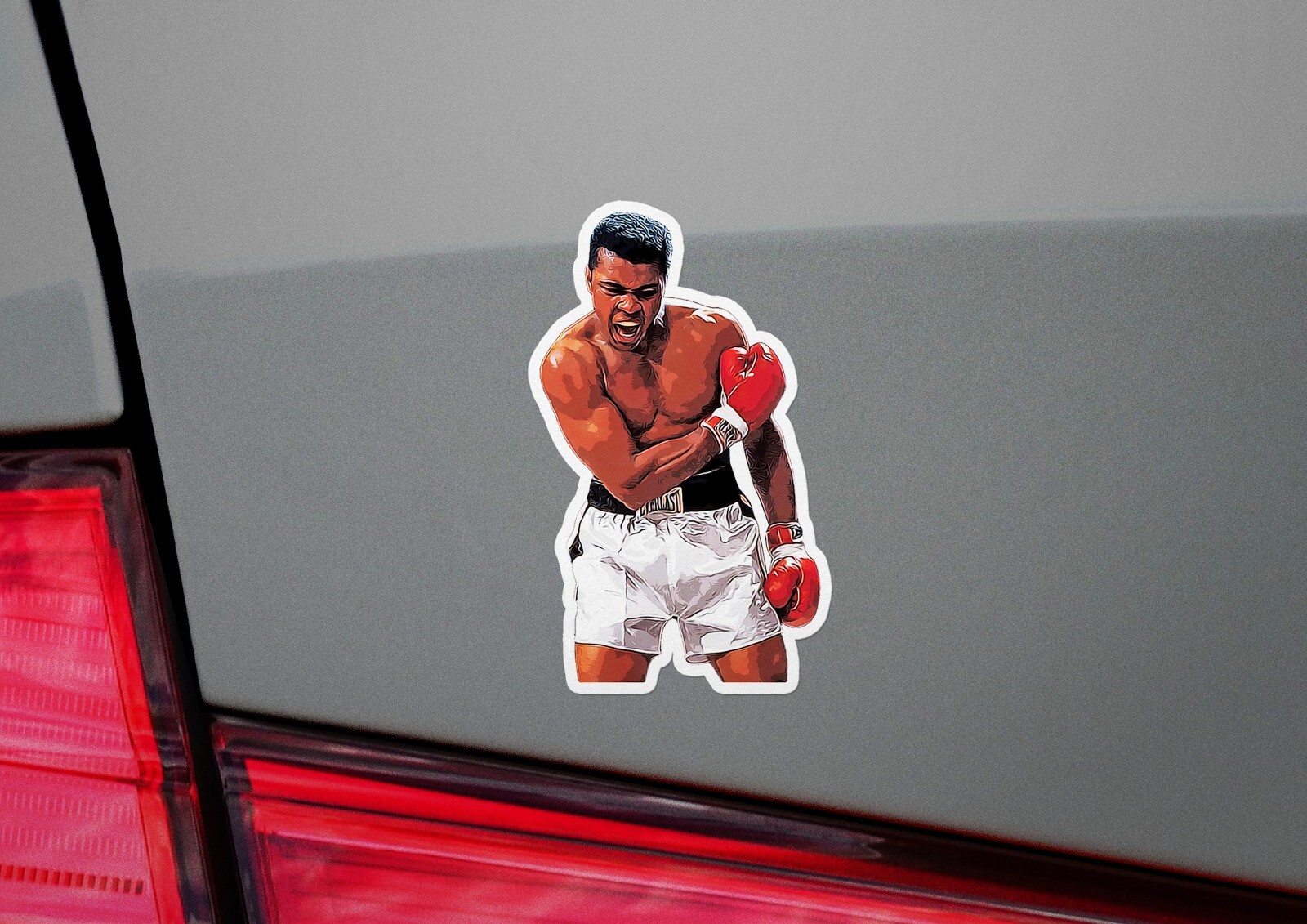 Muhammad Ali Boxing Glossy Sticker Vinyl Laminate, Self Adhesive, UV Protection