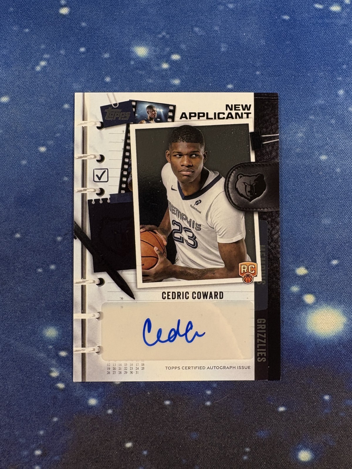 Cedric Coward Rookie Auto 2025 Topps #NA-CC New Applicant RC GRIZZLIES