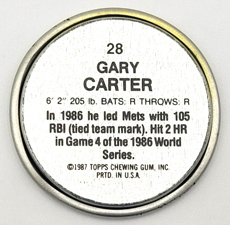1987 Topps Baseball Coins Gary Carter New York Mets #28 MLB