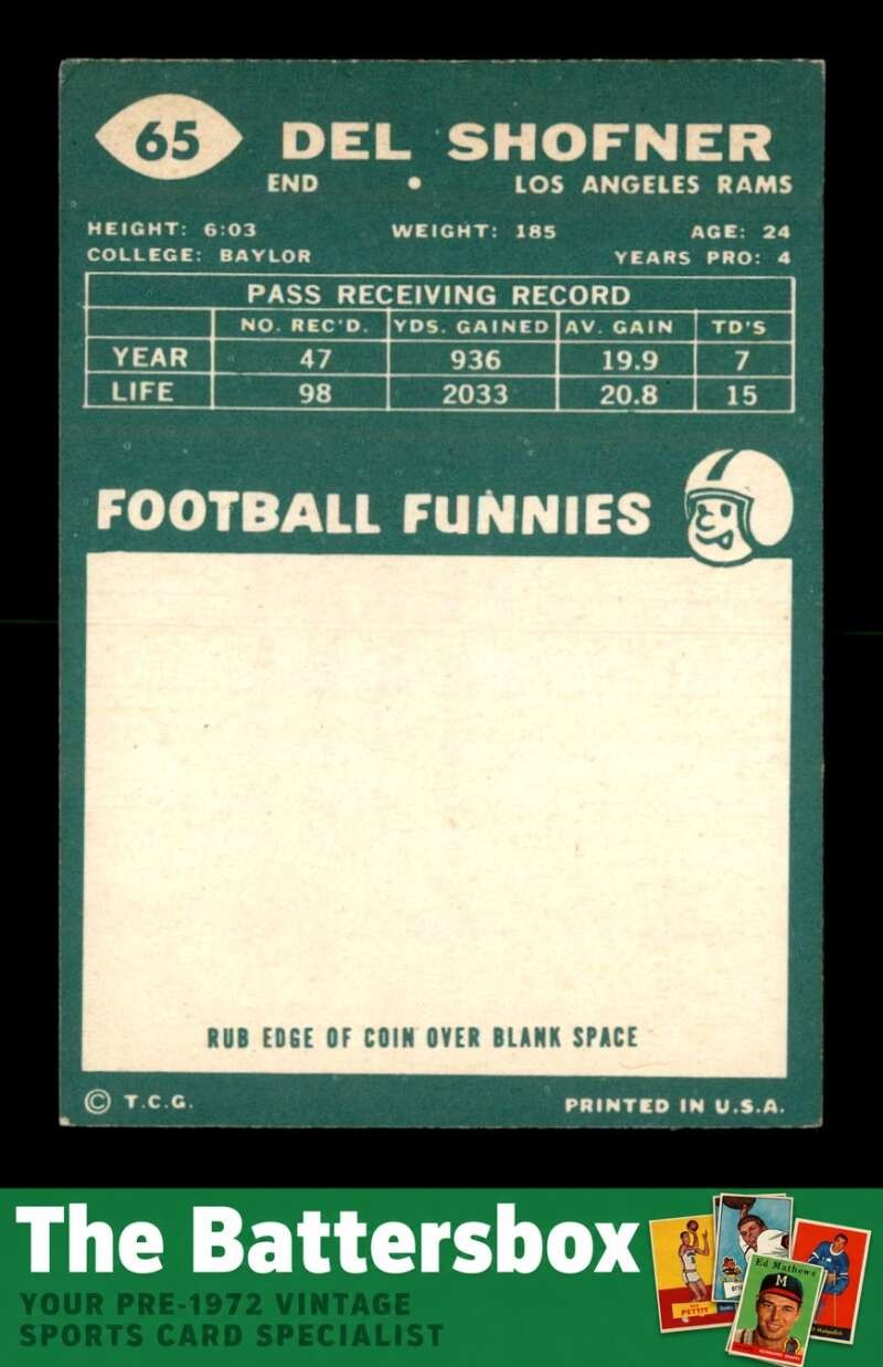 1960 Topps #65 Del Shofner EXMT+ X3774373