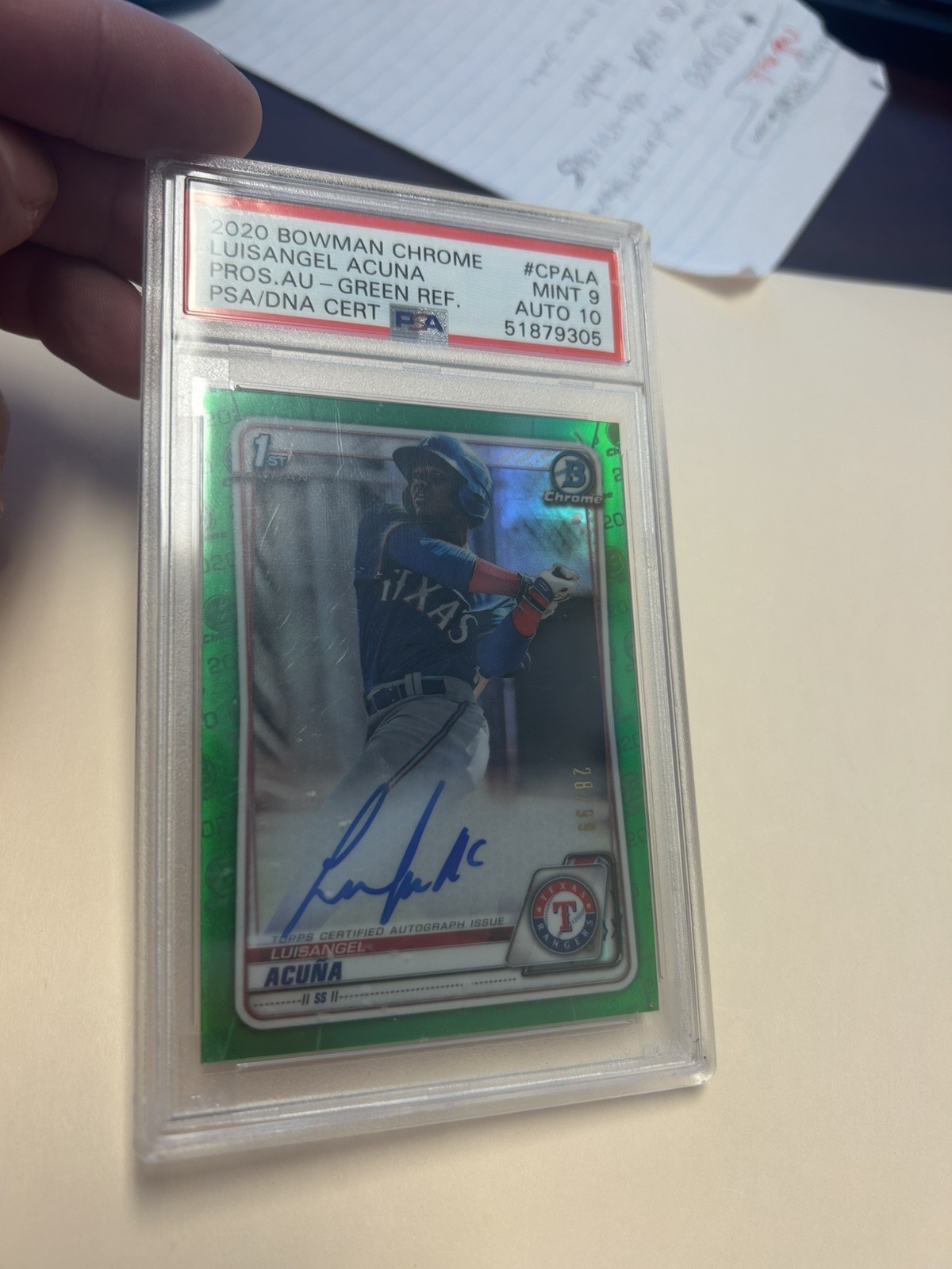 2020 Bowman Chrome Luisangel Acuna Green Auto PSA 9 /99🔥 see description