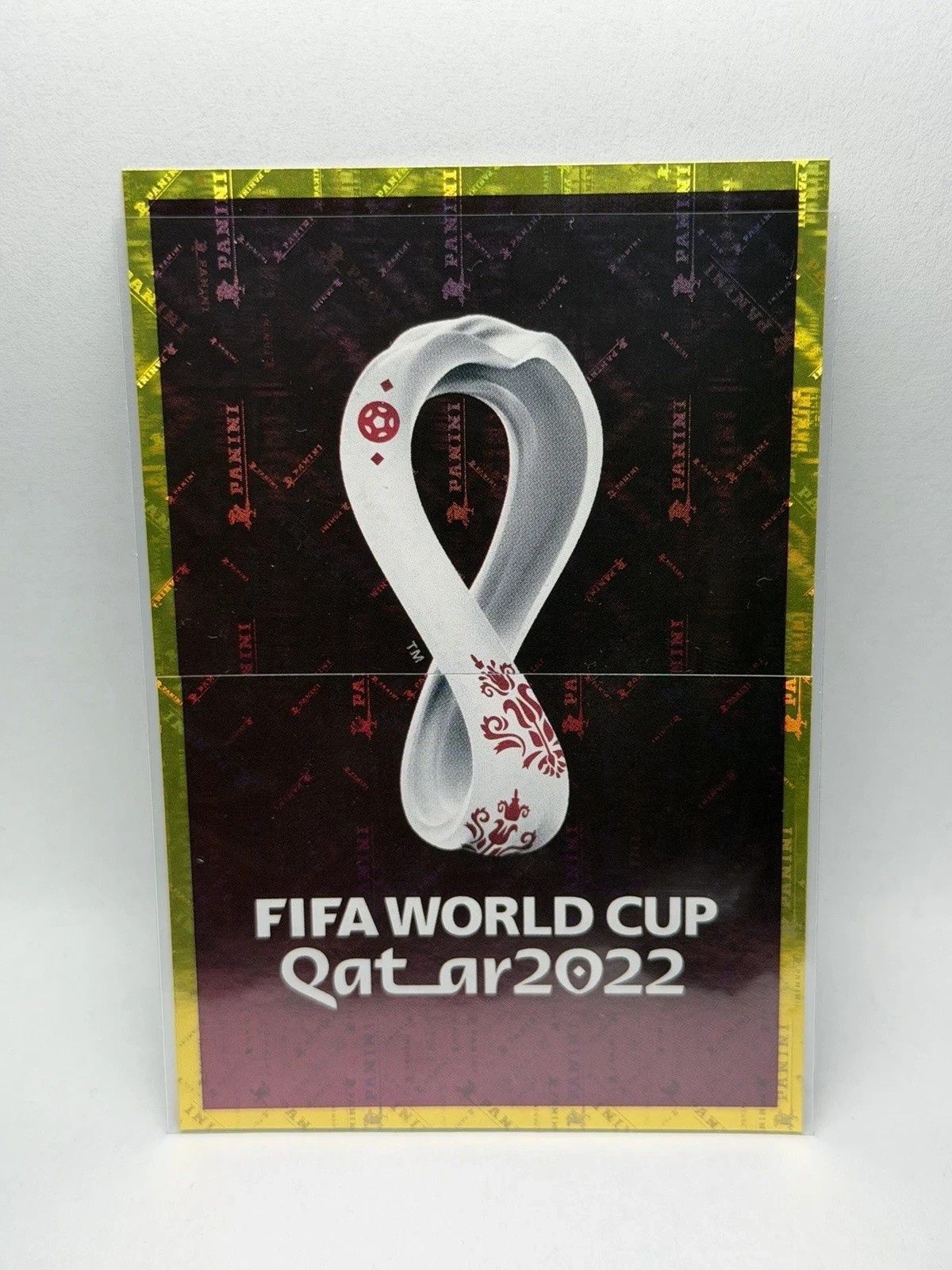 2022 Panini FIFA World Cup Qatar Official Trophy Gold Foil Stickers FWC6 + FWC7