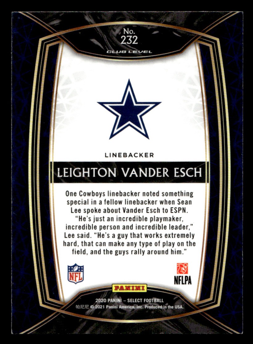 2020 Panini Leighton Vander Esch #232 Dallas Cowboys Football Sports Card Raw